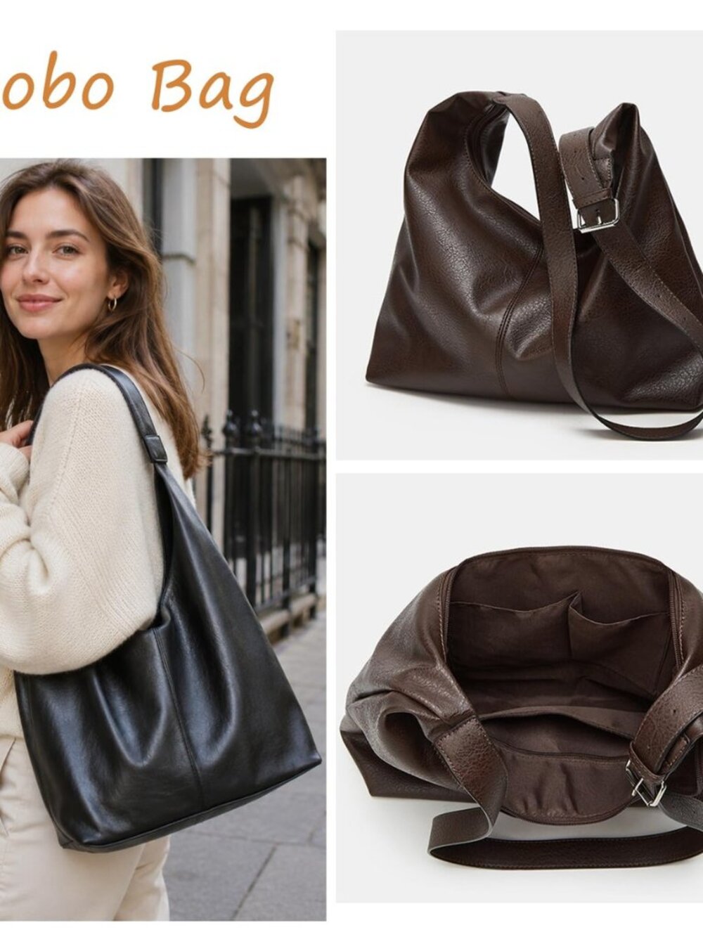 Women Large Hobo Bags Vegan Leather Shoulder Handbag Slouchy Tote Purses for